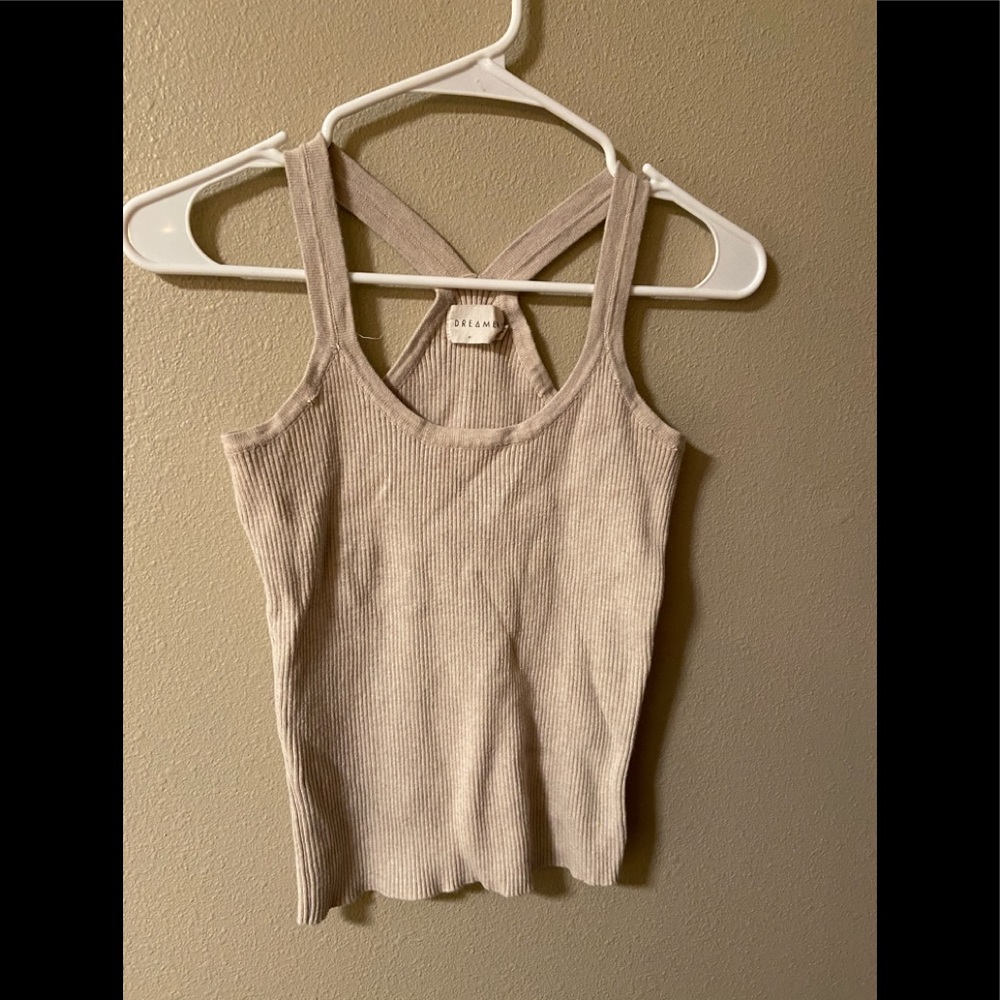 Cream ribbed tank